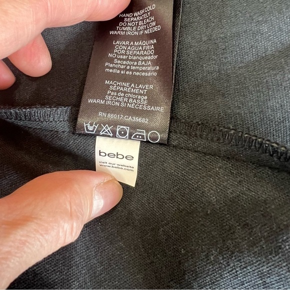 BEBE Black, white and peach party blouse. - Picture 9 of 9